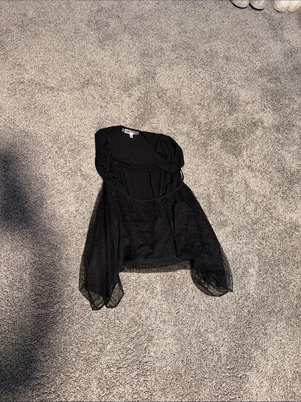 Black Sheer Overlay Short Skirt
